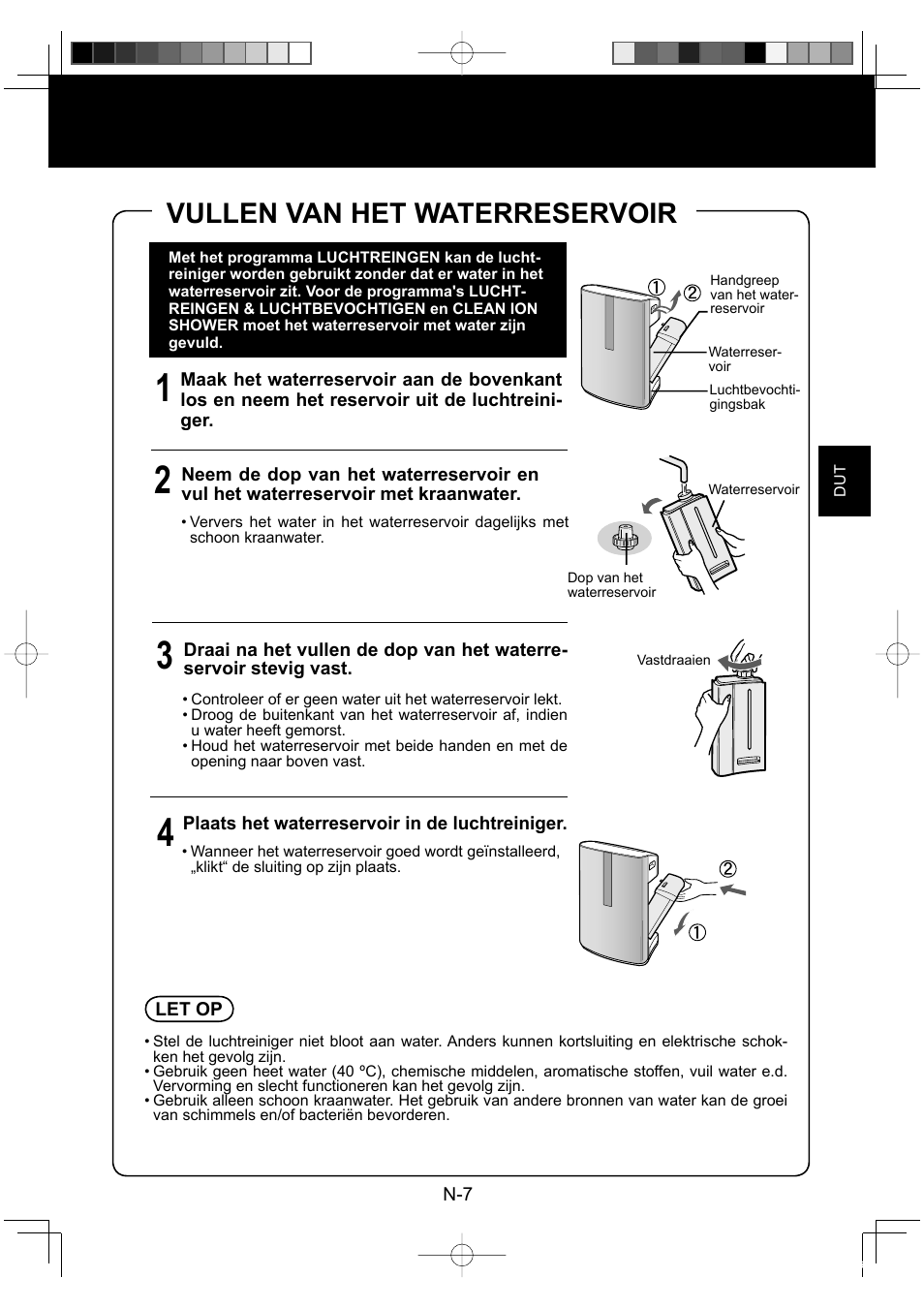Vullen van het waterreservoir | Sharp KC-860E User Manual | Page 69 / 264