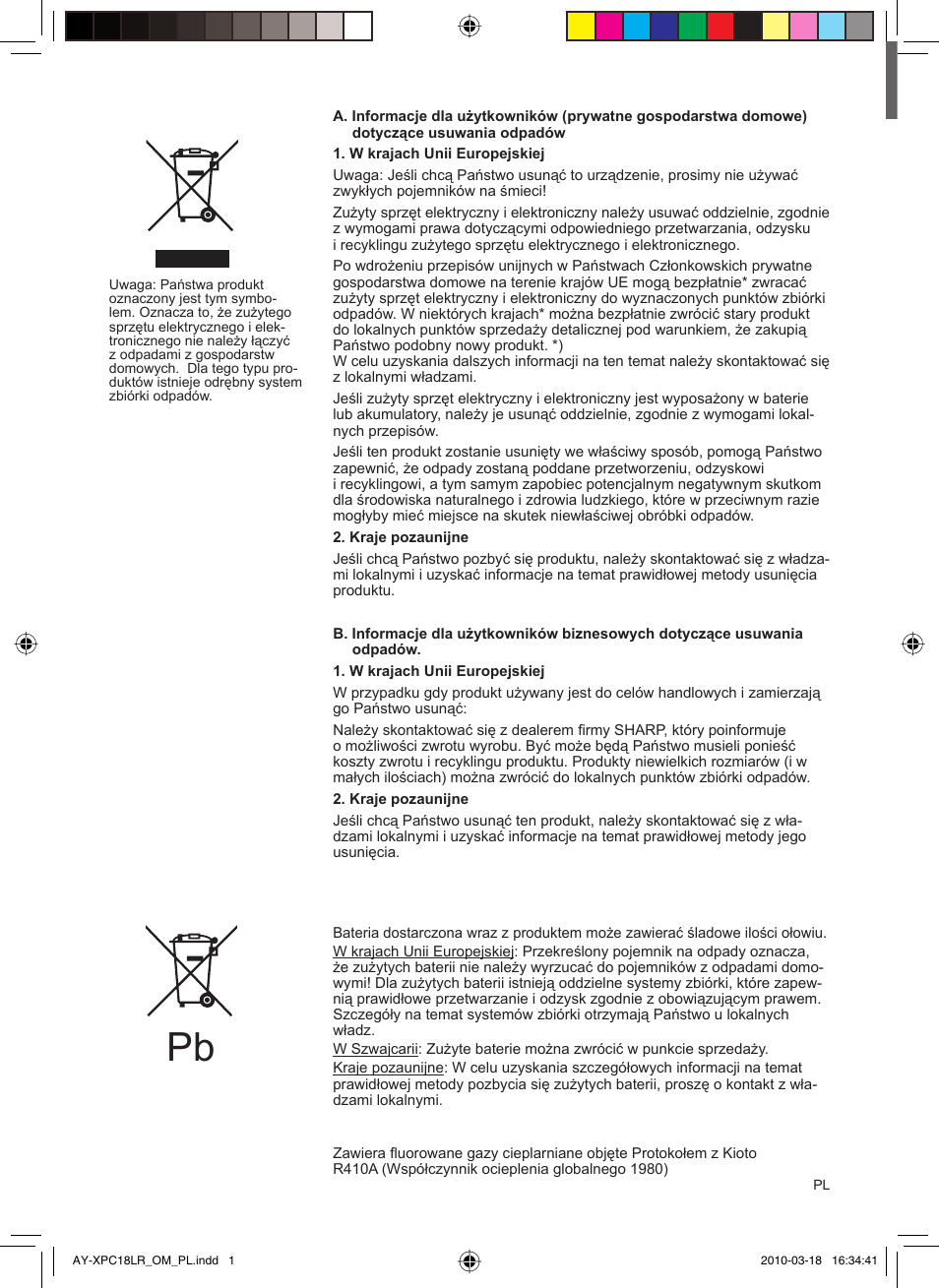 Ay-xpc18lr_om_10_pl.pdf | Sharp AY-XP24LR - AE-X24LR User Manual | Page 146 / 164