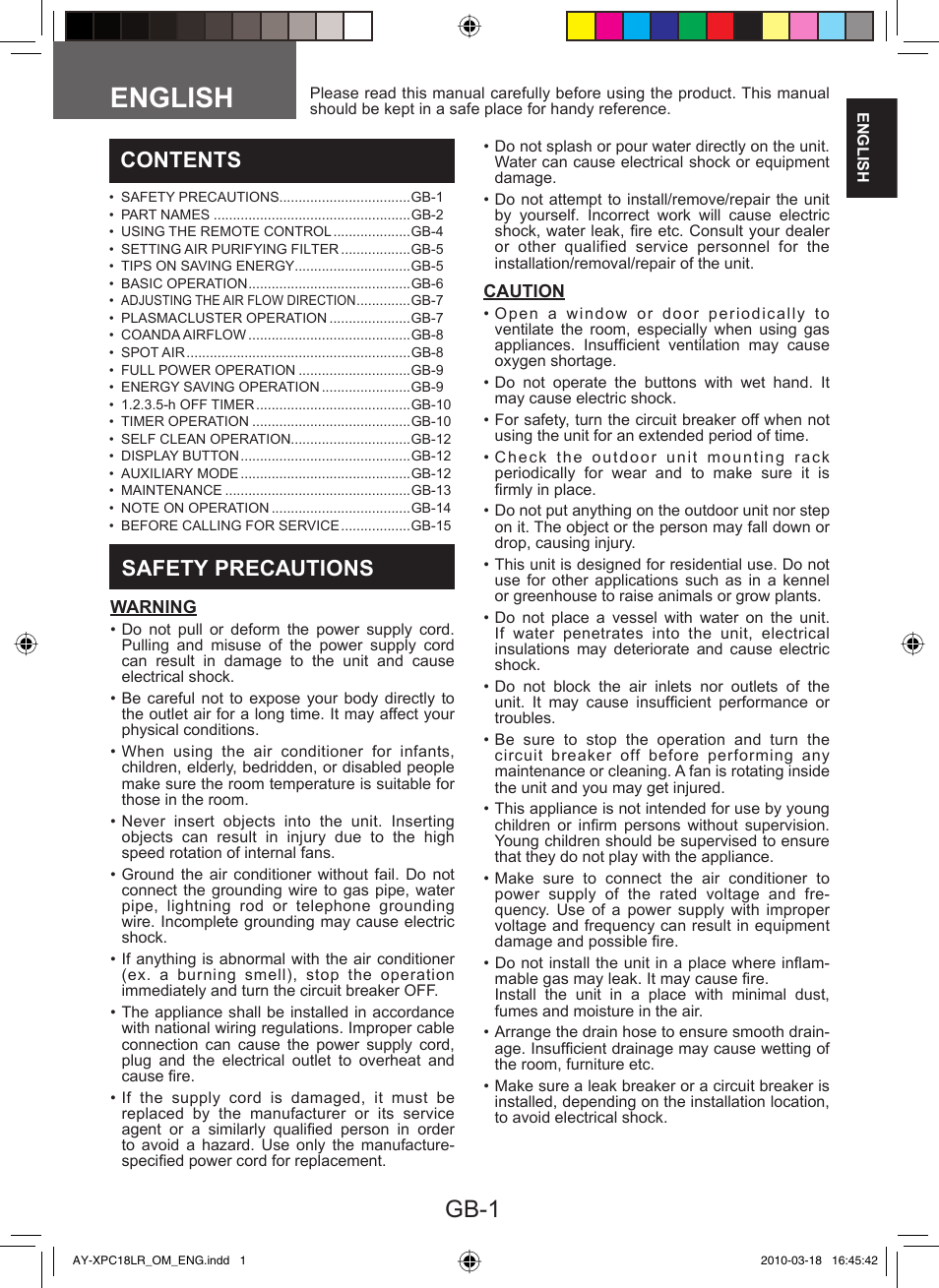 Sharp AY-XP24LR - AE-X24LR User Manual | Page 3 / 164