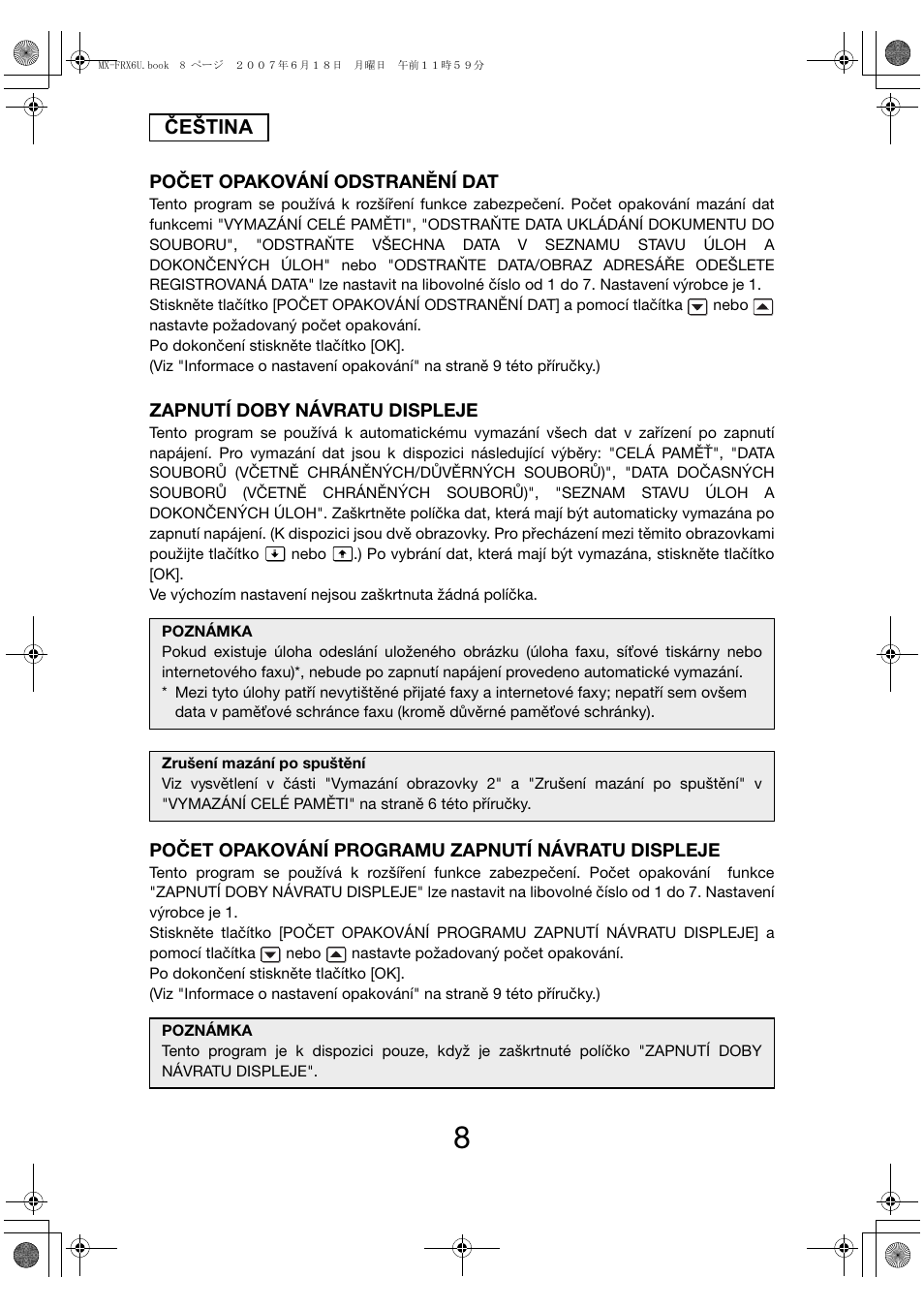 Čeština | Sharp Moduł ochrony danych User Manual | Page 166 / 196