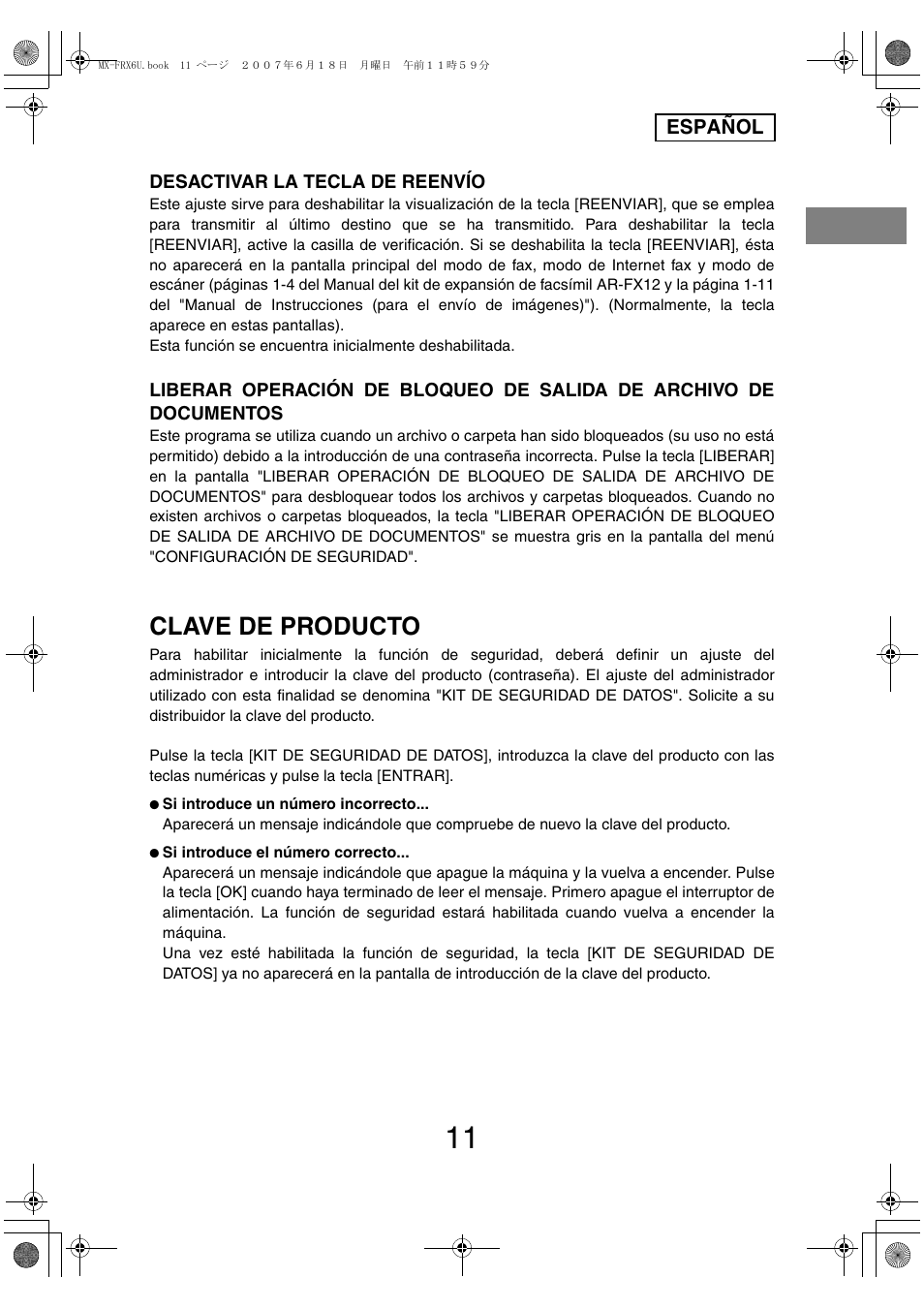 Clave de producto | Sharp Moduł ochrony danych User Manual | Page 25 / 196