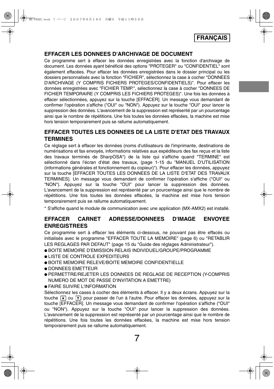 Français | Sharp Moduł ochrony danych User Manual | Page 33 / 196