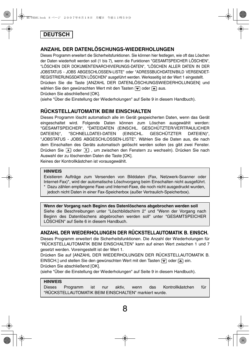 Deutsch | Sharp Moduł ochrony danych User Manual | Page 46 / 196