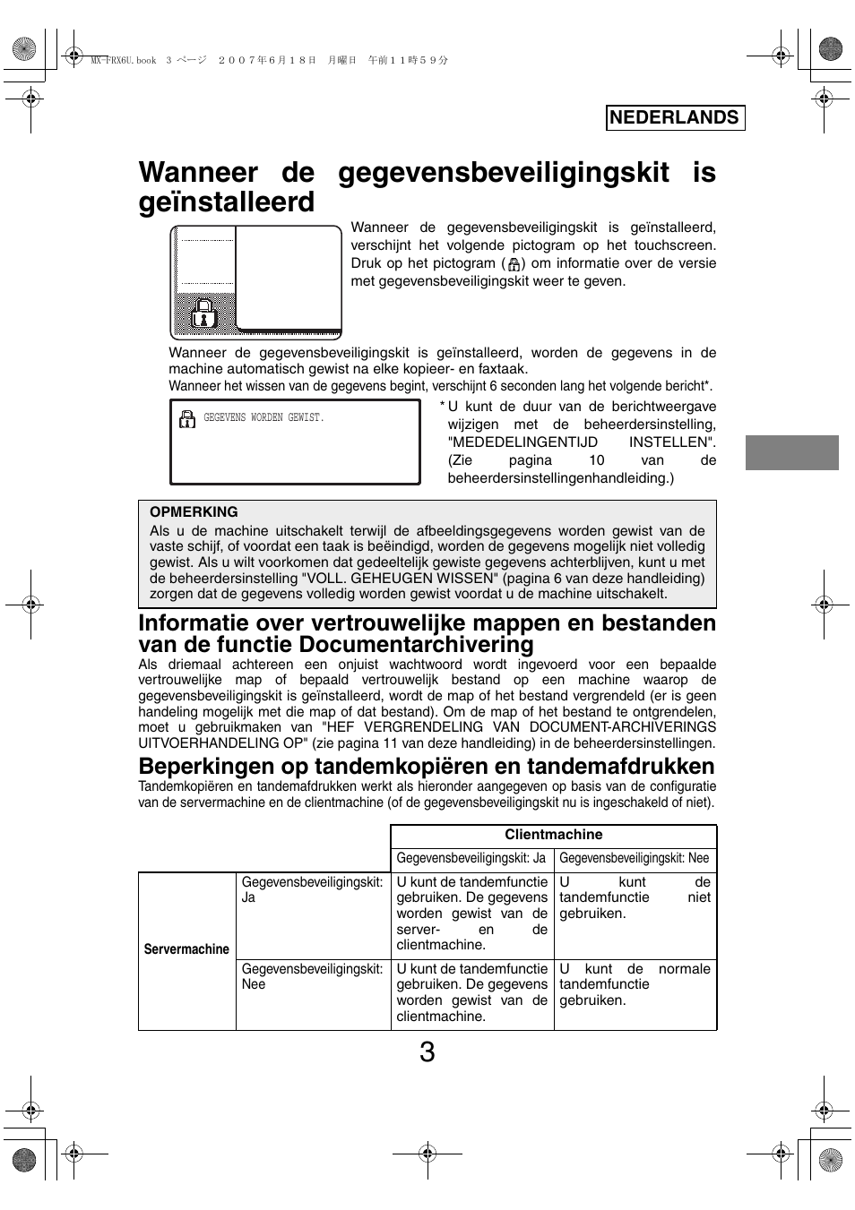 Beperkingen op tandemkopiëren en tandemafdrukken | Sharp Moduł ochrony danych User Manual | Page 65 / 196