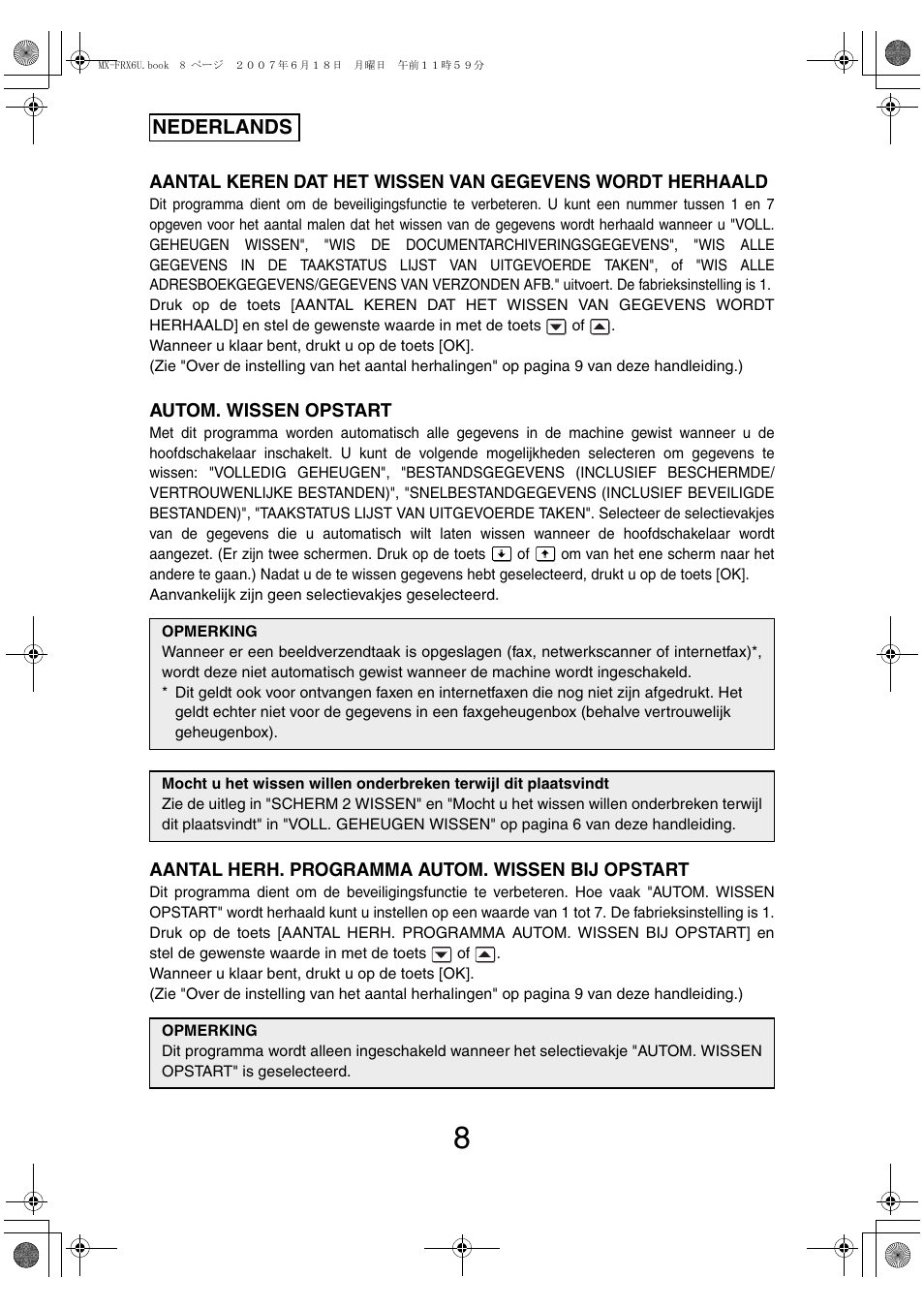 Nederlands | Sharp Moduł ochrony danych User Manual | Page 70 / 196