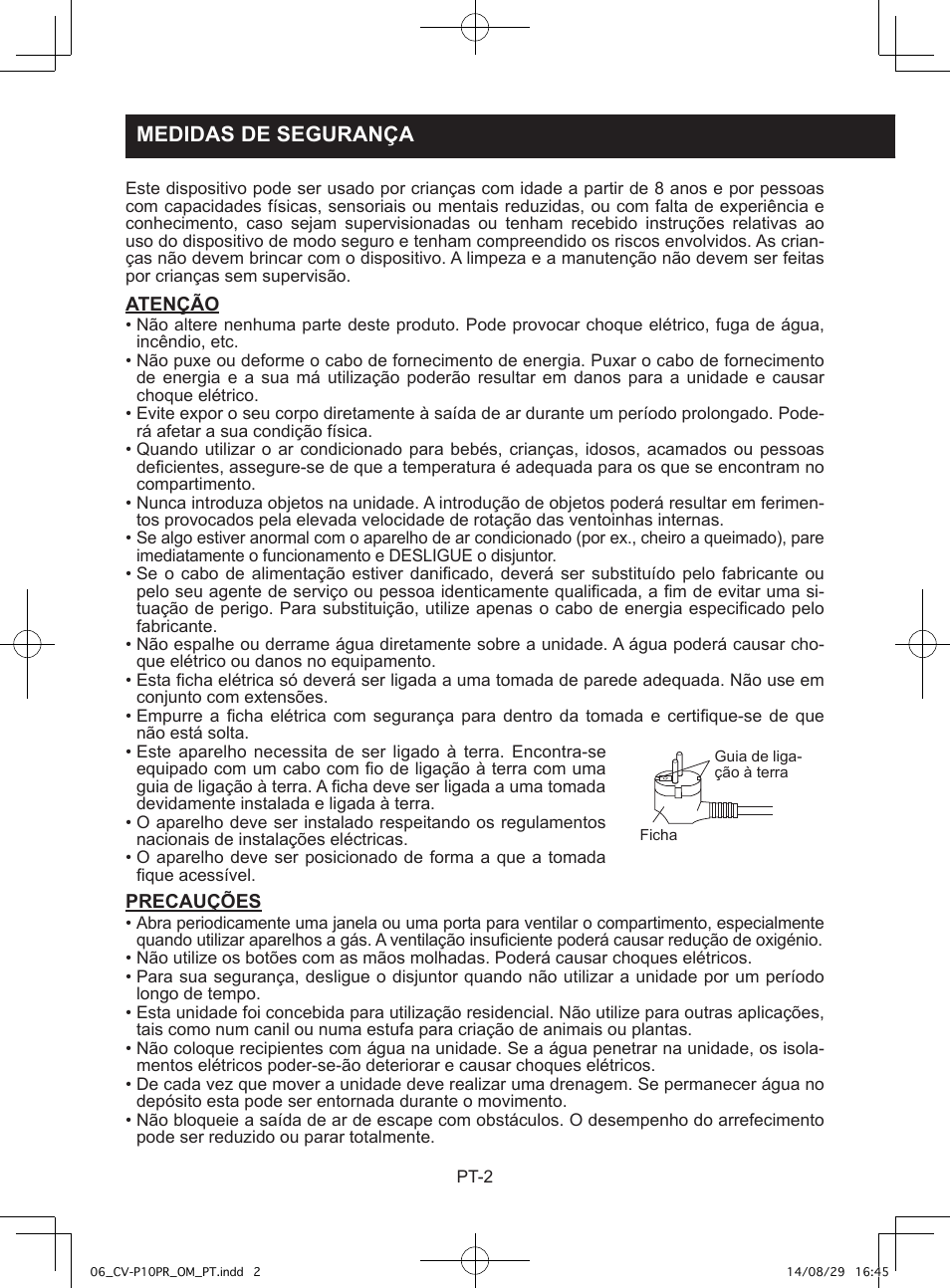 Medidas de segurança | Sharp CV-P10PR User Manual | Page 114 / 200