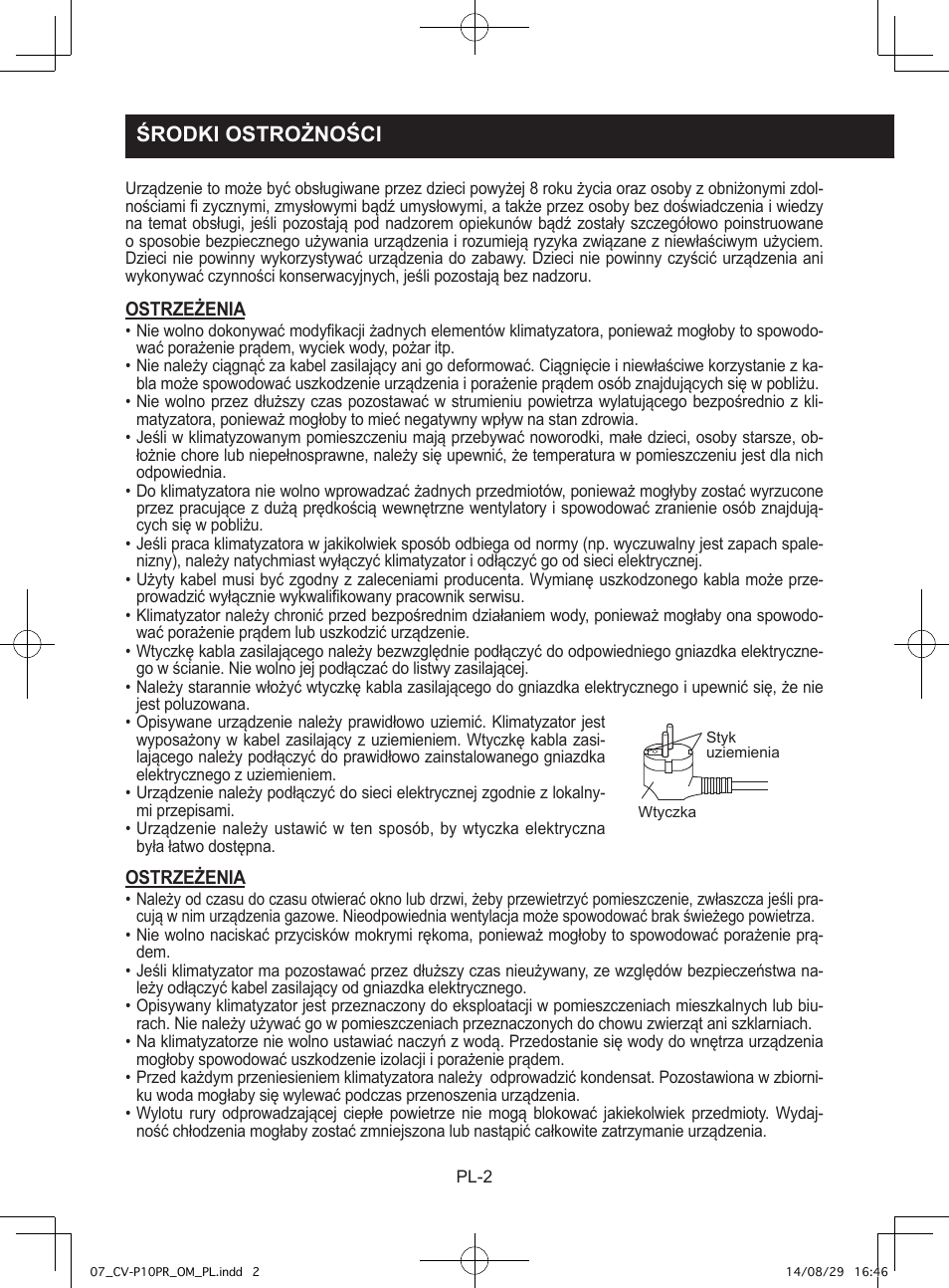 Środki ostrożności | Sharp CV-P10PR User Manual | Page 136 / 200