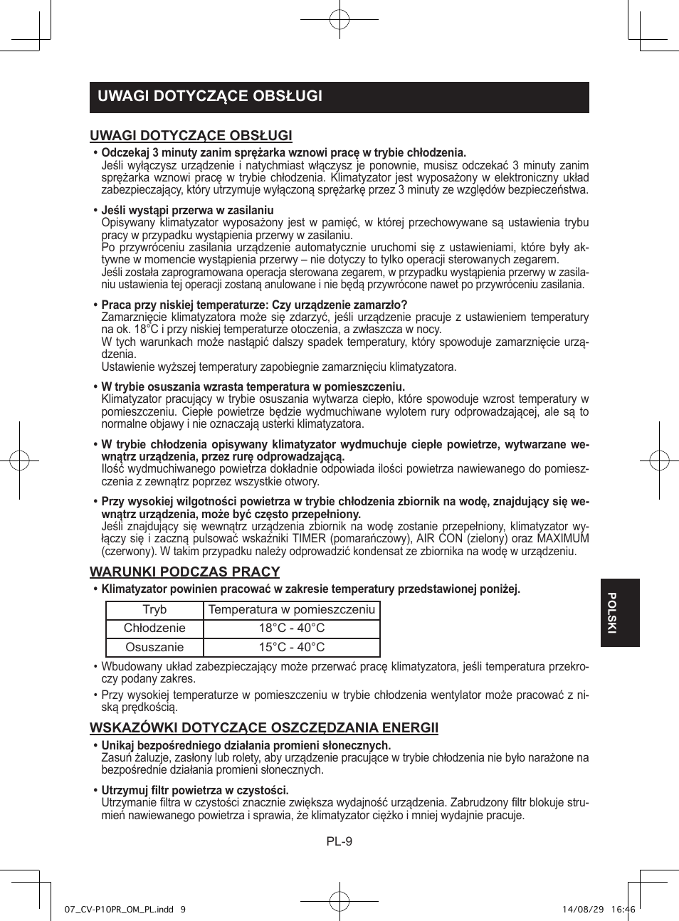 Uwagi dotyczące obsługi | Sharp CV-P10PR User Manual | Page 143 / 200