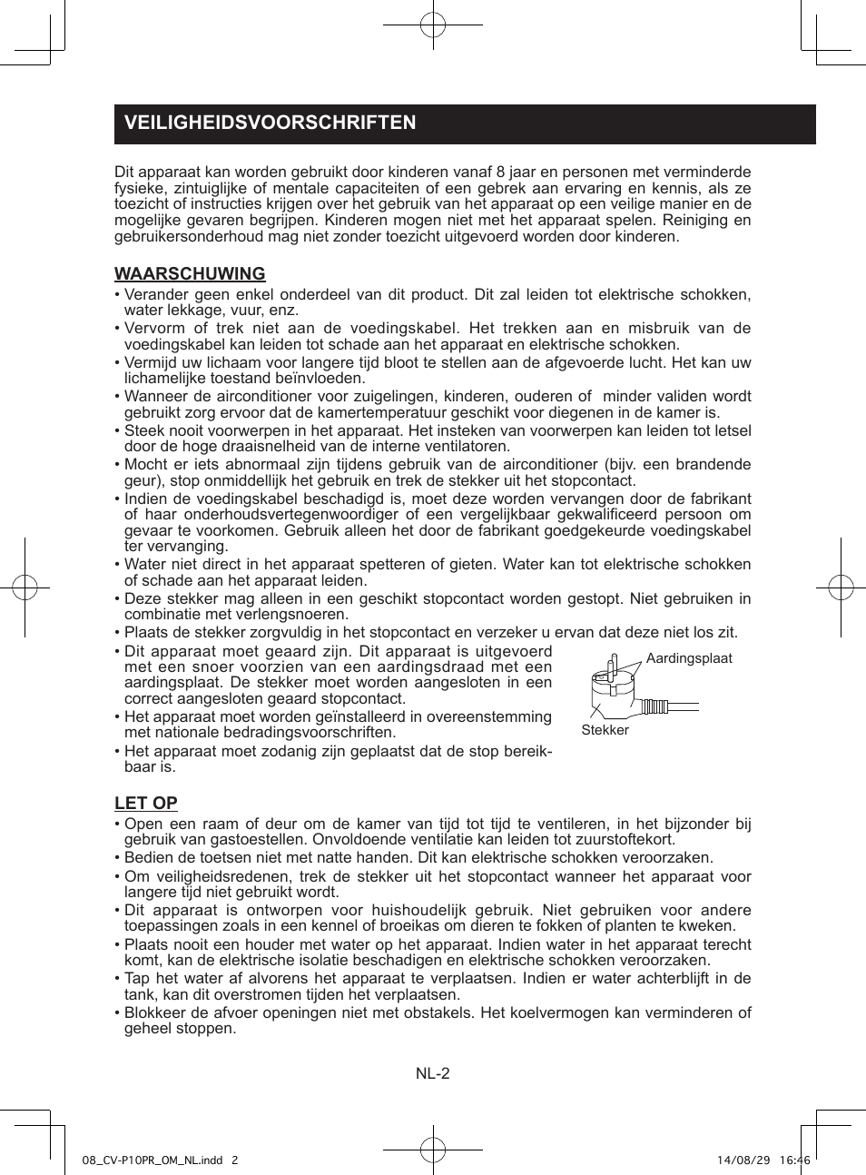 Veiligheidsvoorschriften | Sharp CV-P10PR User Manual | Page 158 / 200