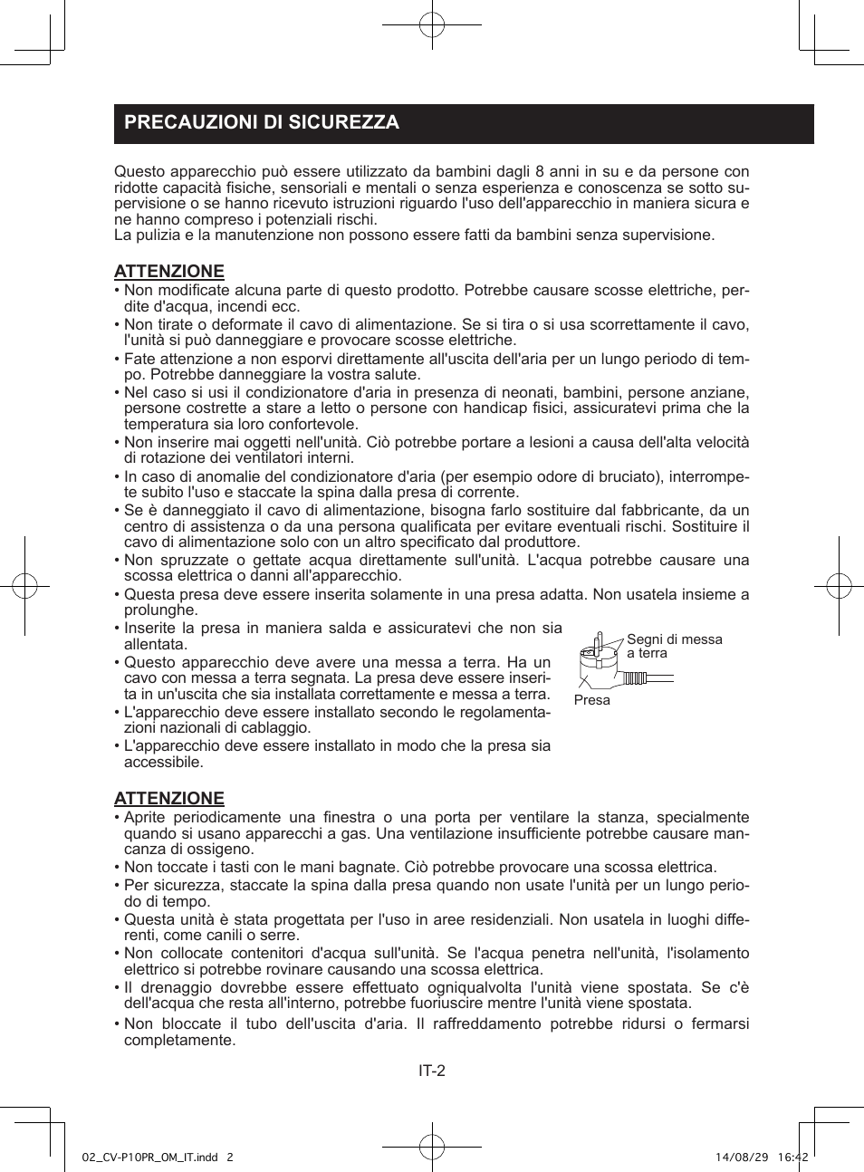 Precauzioni di sicurezza | Sharp CV-P10PR User Manual | Page 26 / 200