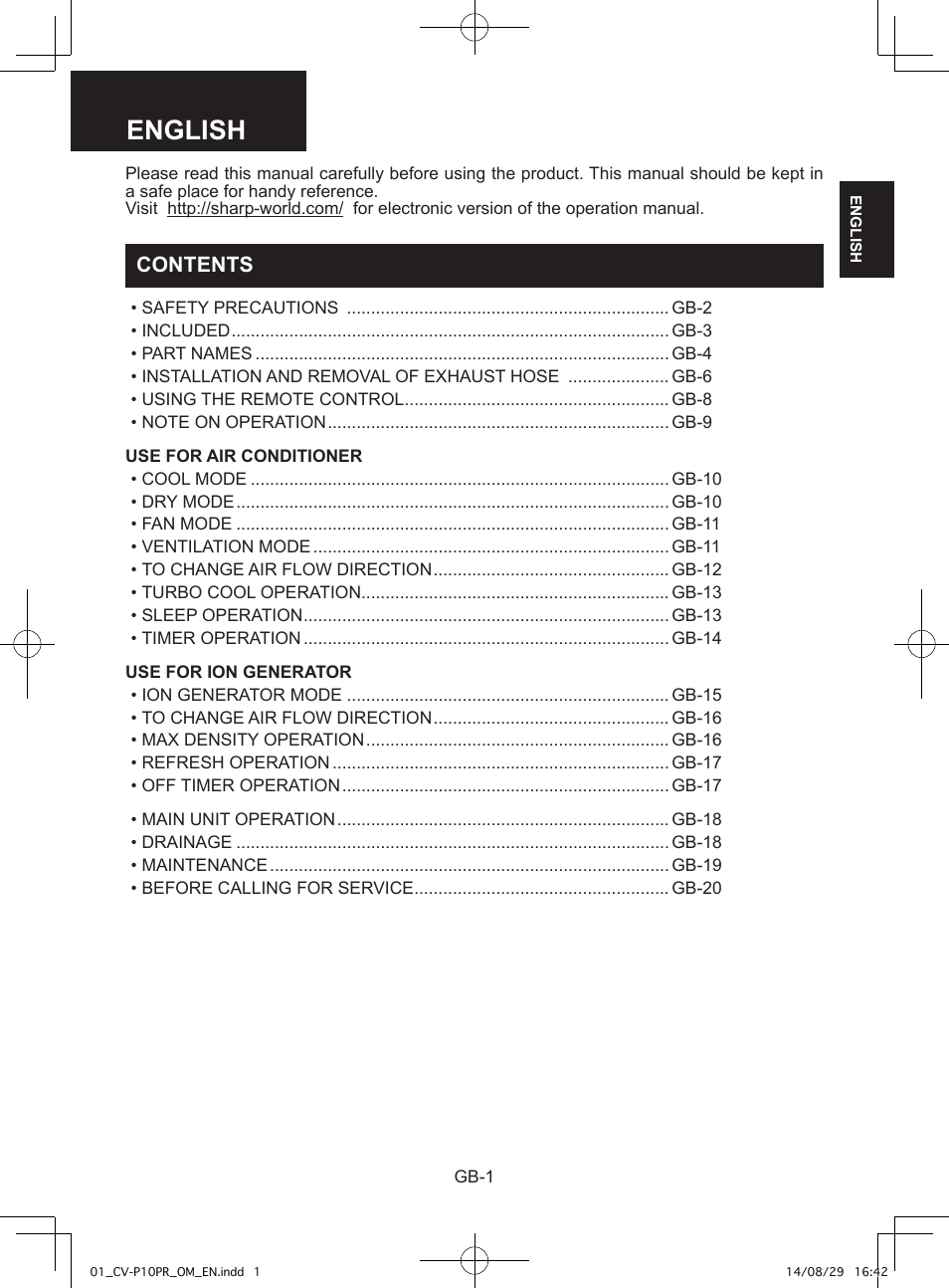 Sharp CV-P10PR User Manual | Page 3 / 200