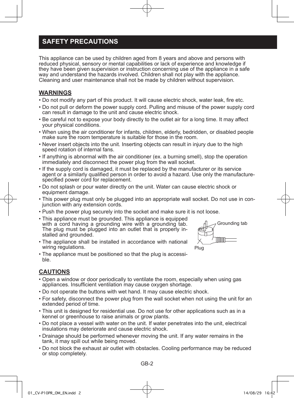 Safety precautions | Sharp CV-P10PR User Manual | Page 4 / 200