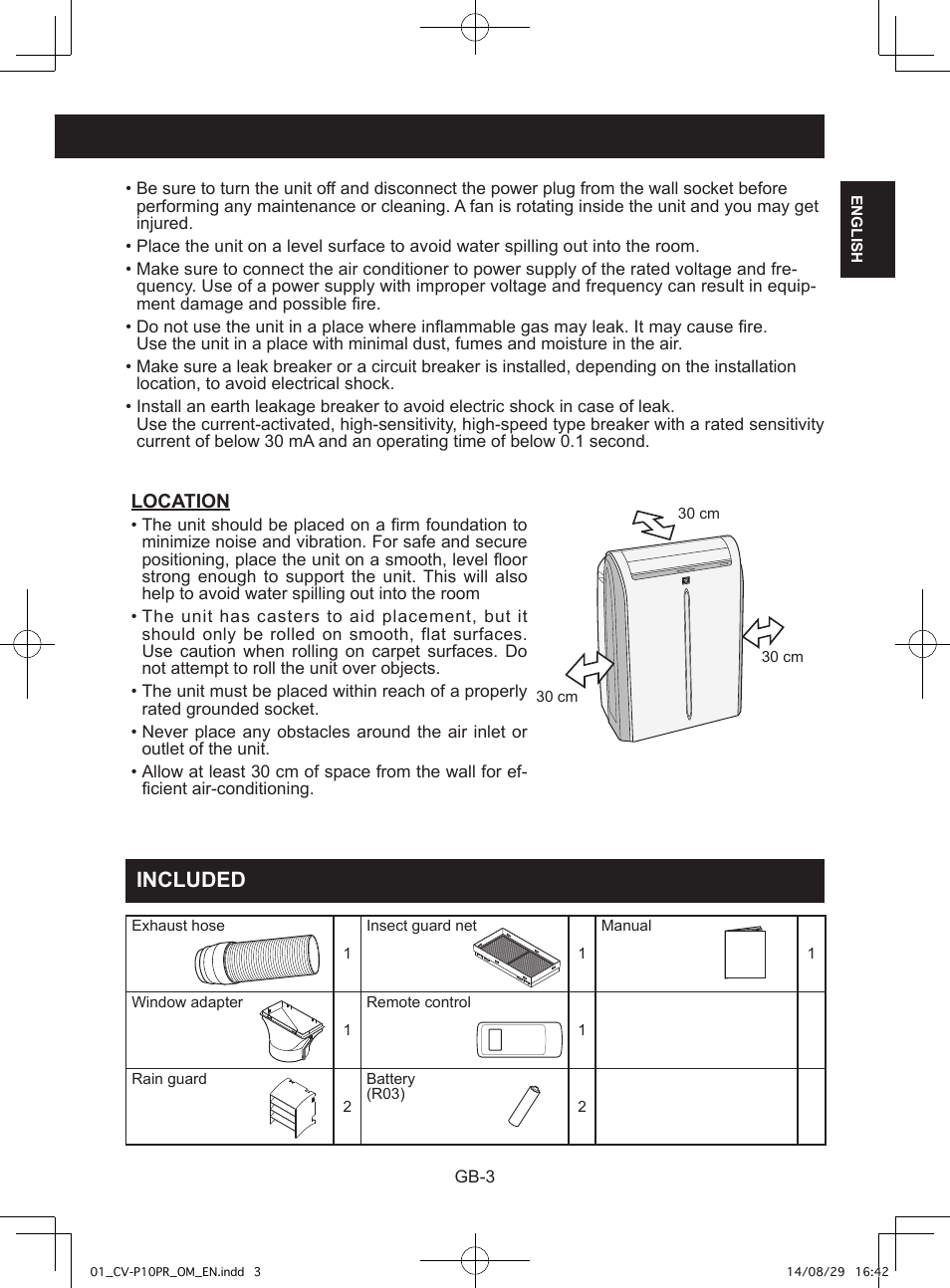 Included | Sharp CV-P10PR User Manual | Page 5 / 200