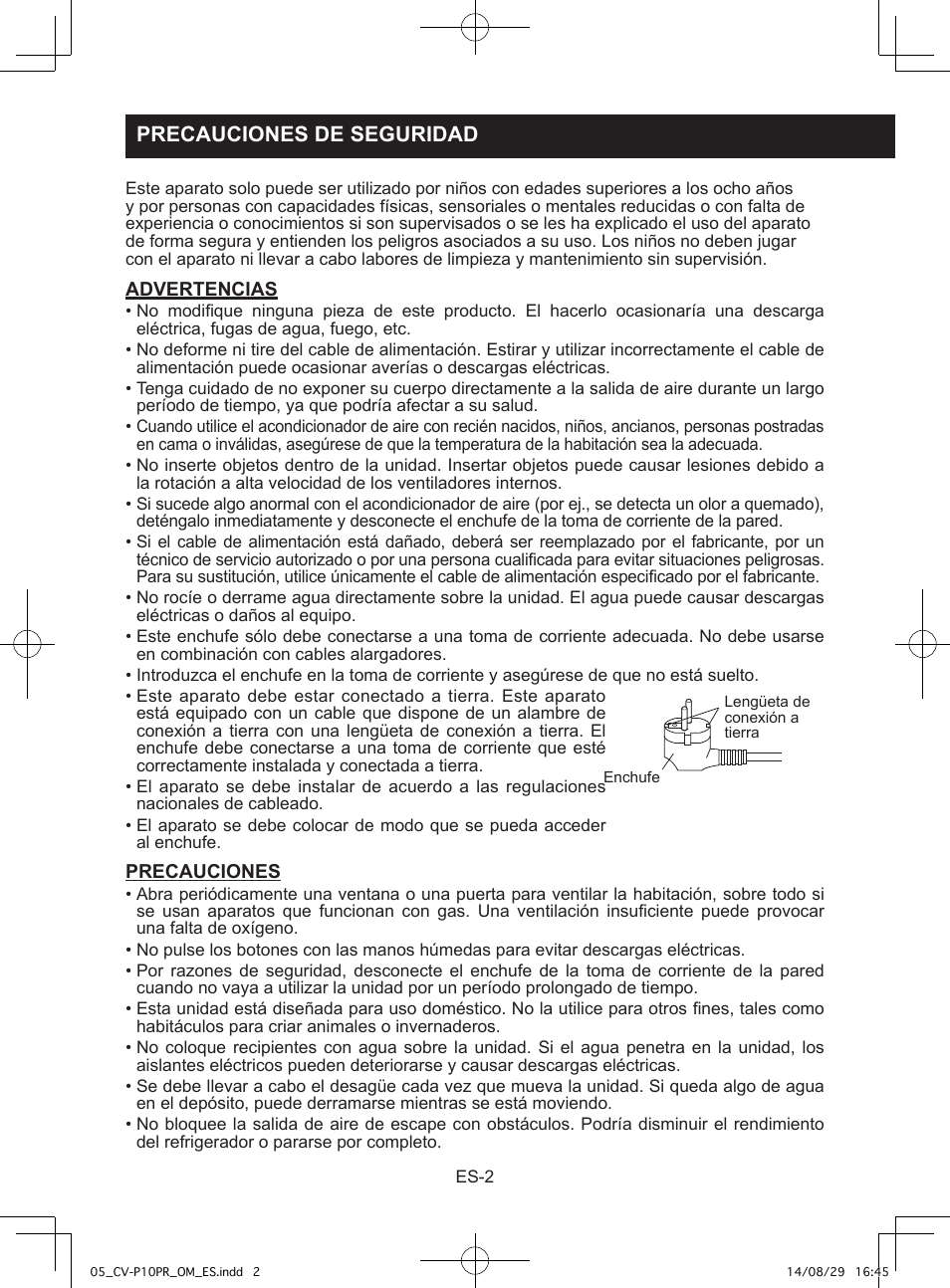 Precauciones de seguridad | Sharp CV-P10PR User Manual | Page 92 / 200