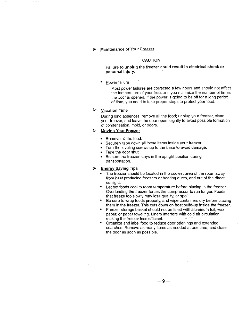 Vacation time | Avanti 398VFYW User Manual | Page 10 / 16