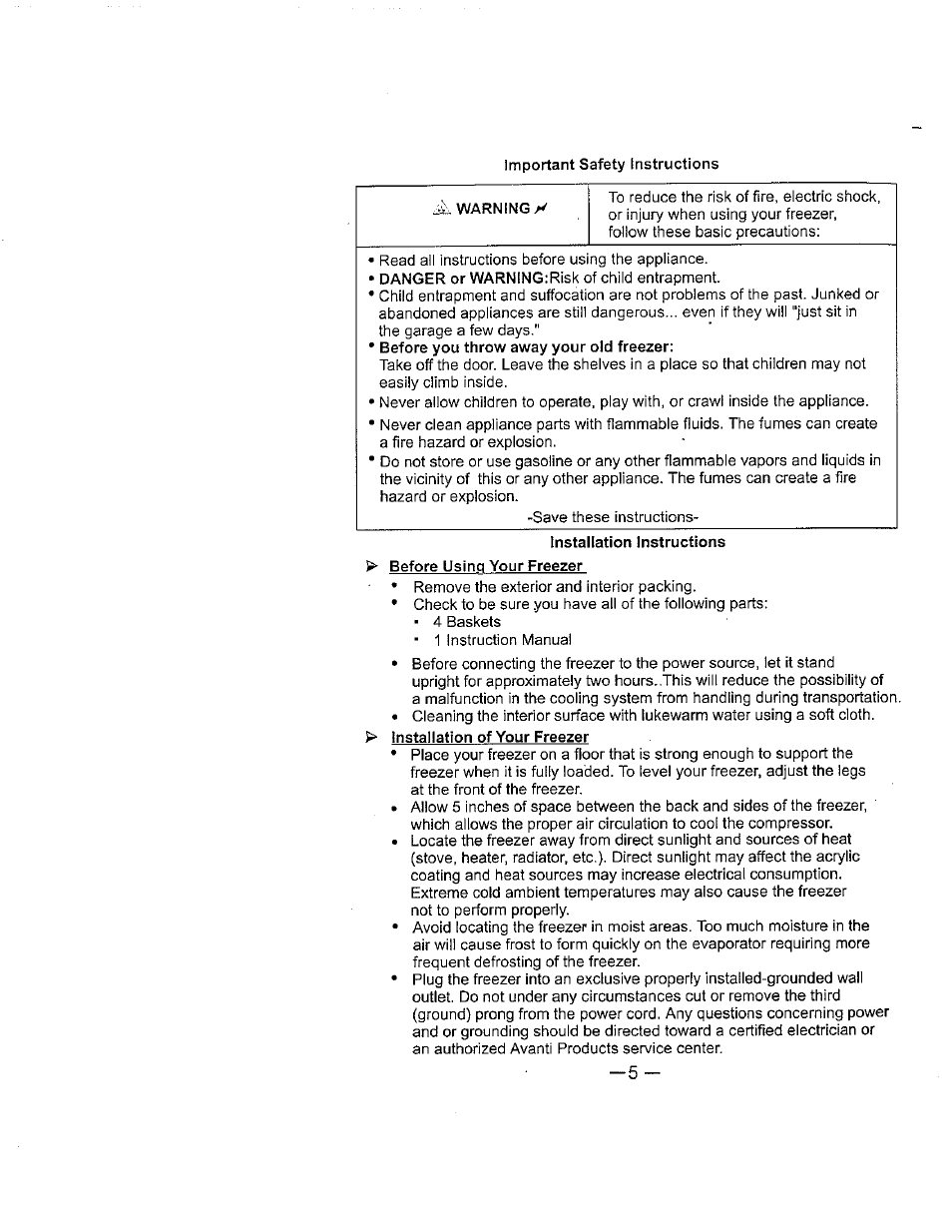 Avanti 398VFYW User Manual | Page 6 / 16