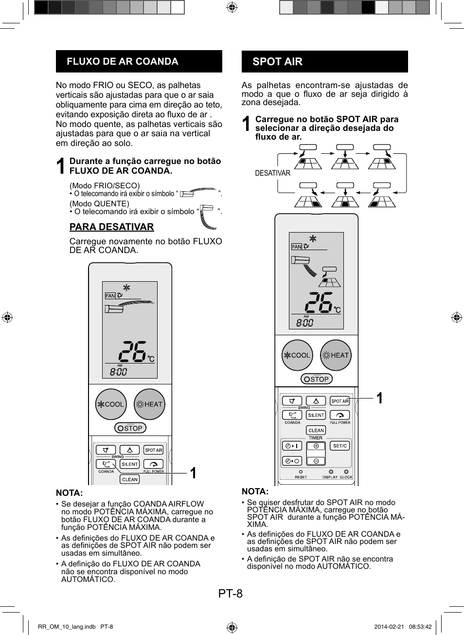 Pt-8, Spot air | Sharp AY-XPC12RR-AE-X12RR User Manual | Page 58 / 164
