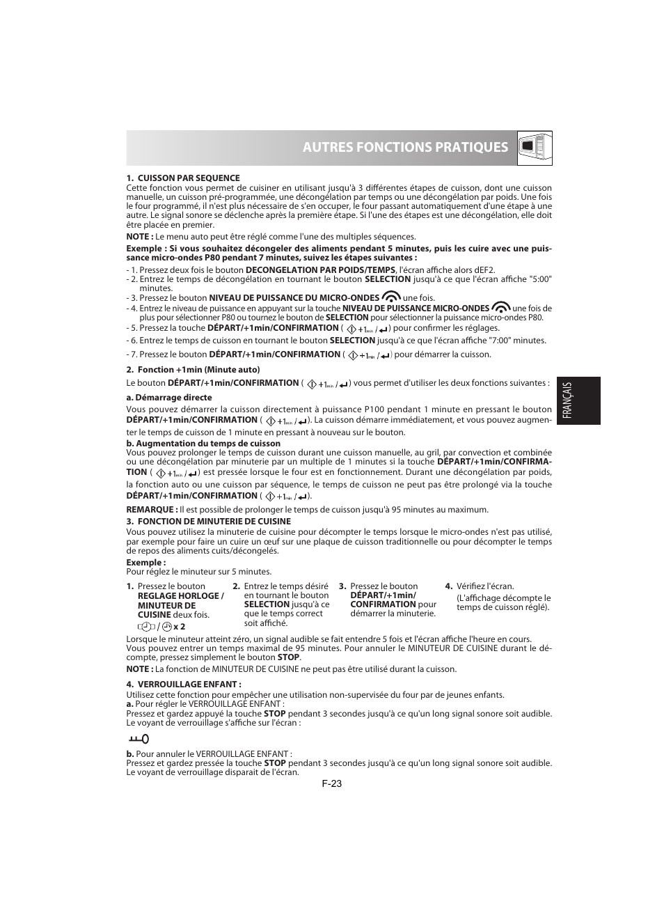 Autres fonctions pratiques, Français | Sharp R-842INE User Manual | Page 109 / 312