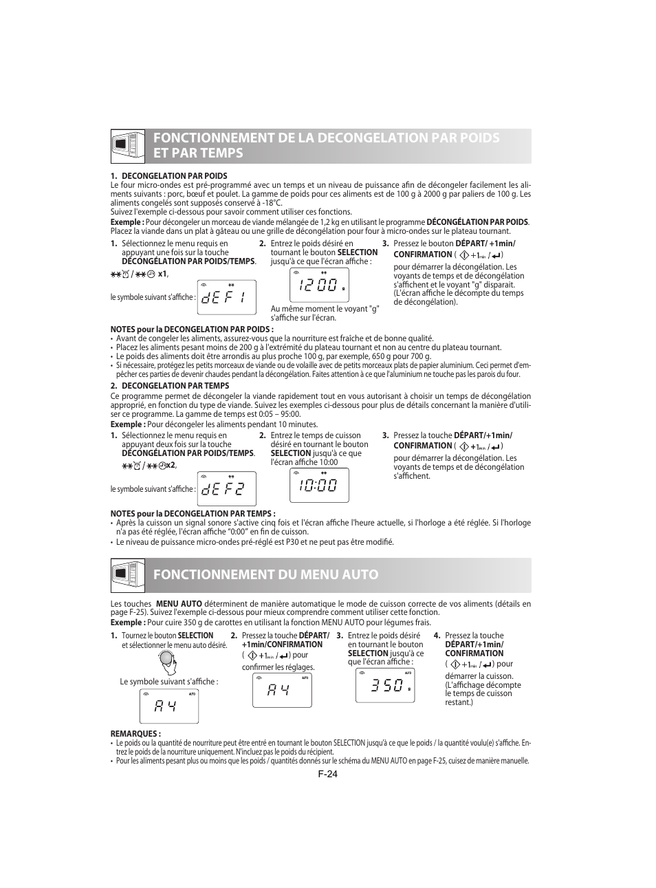 Fonctionnement du menu auto | Sharp R-842INE User Manual | Page 110 / 312