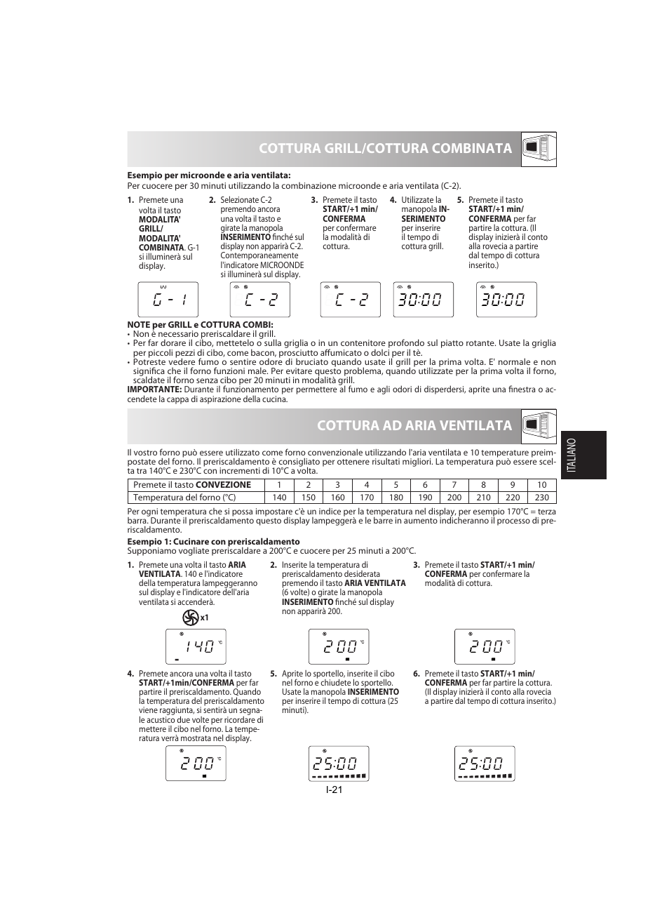 Cottura grill/cottura combinata, Cottura ad aria ventilata | Sharp R-842INE User Manual | Page 135 / 312