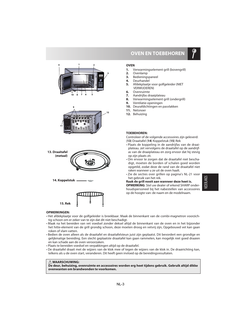 Oven en toebehoren, Nederlands | Sharp R-842INE User Manual | Page 145 / 312