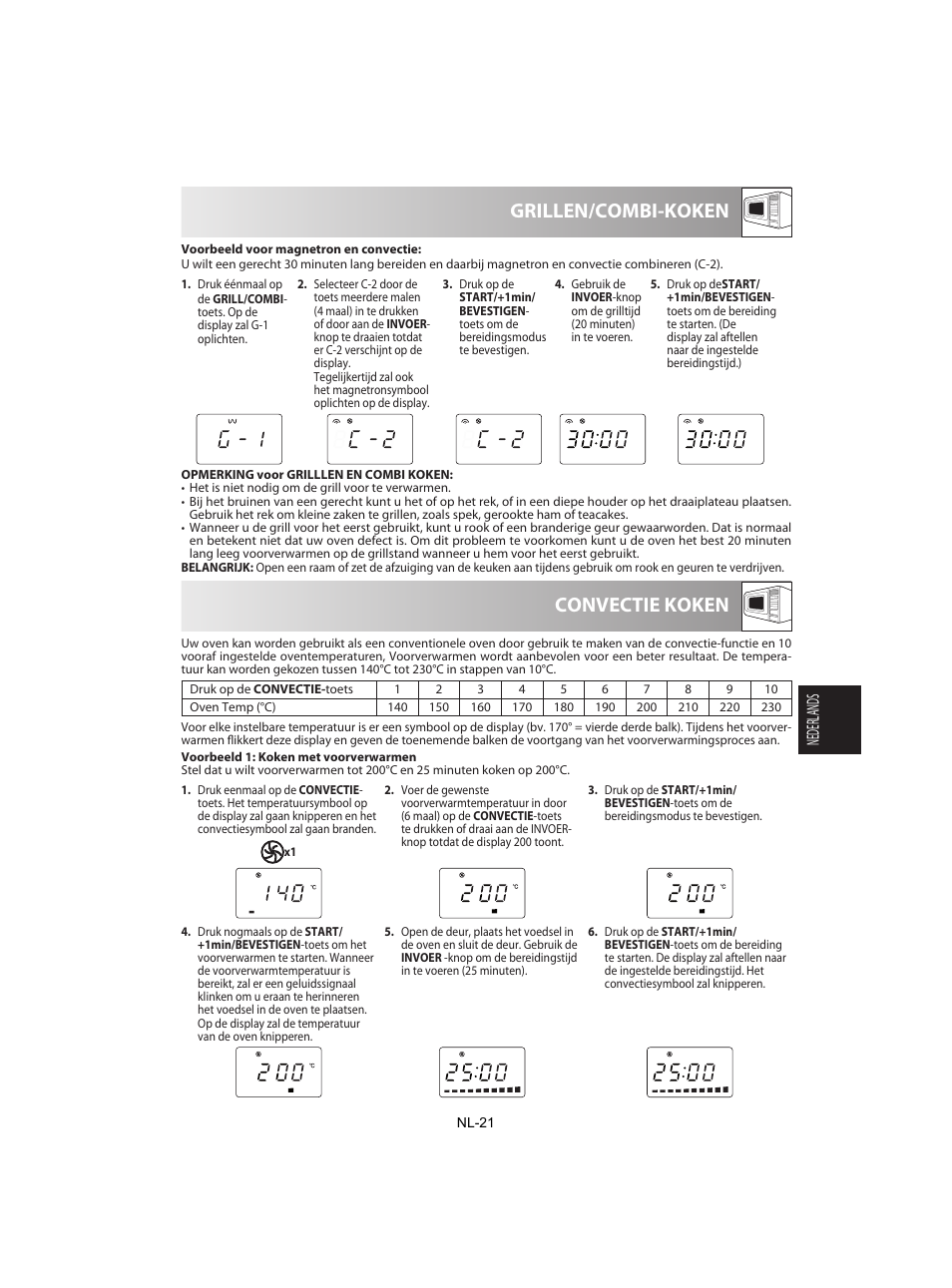 Grillen/combi-koken, Convectie koken, Nederlands | Sharp R-842INE User Manual | Page 163 / 312