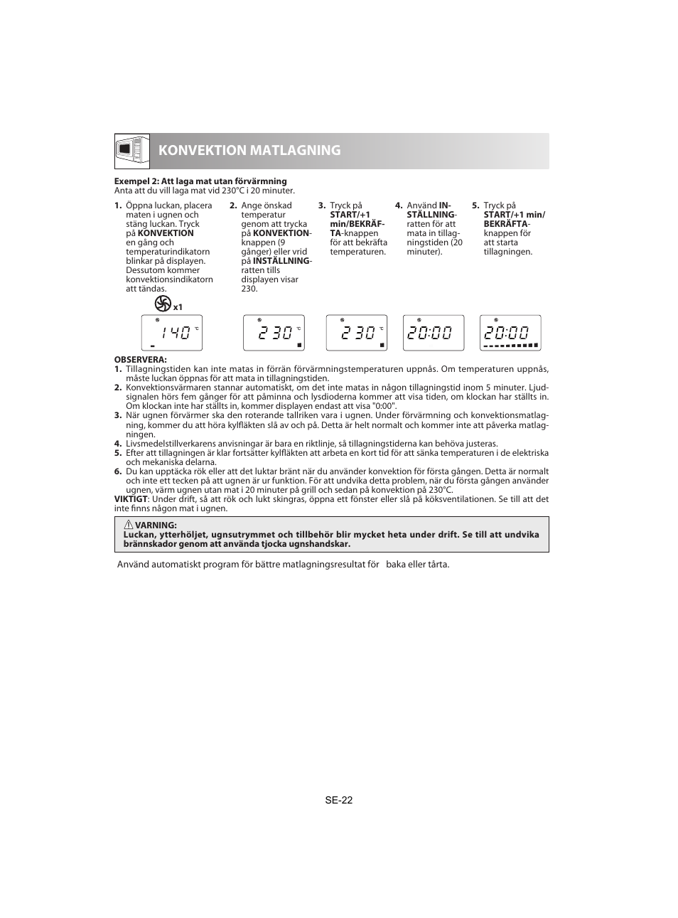 Konvektion matlagning | Sharp R-842INE User Manual | Page 192 / 312