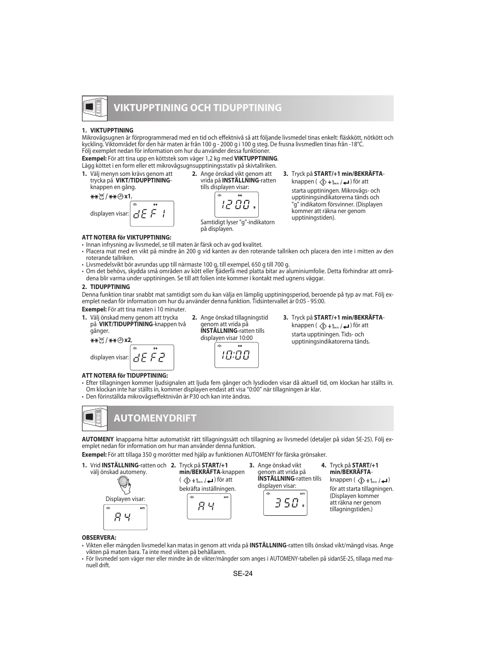 Viktupptining och tidupptining, Automenydrift | Sharp R-842INE User Manual | Page 194 / 312