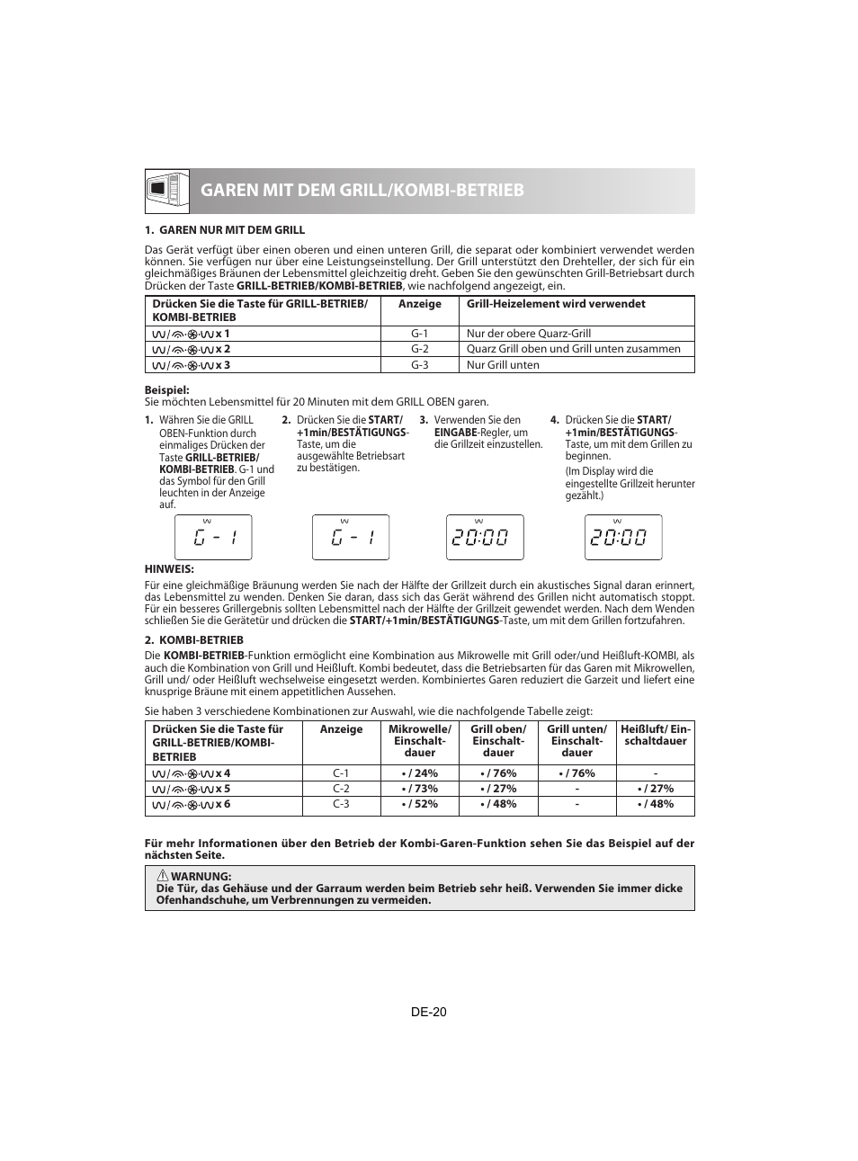 Garen mit dem grill/kombi-betrieb | Sharp R-842INE User Manual | Page 22 / 312