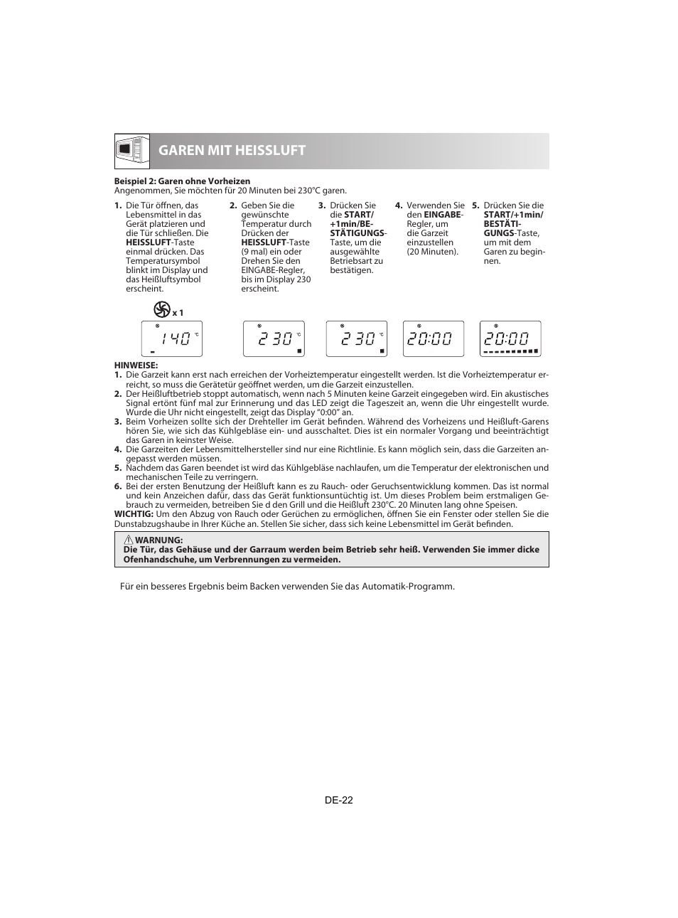 Garen mit heissluft | Sharp R-842INE User Manual | Page 24 / 312