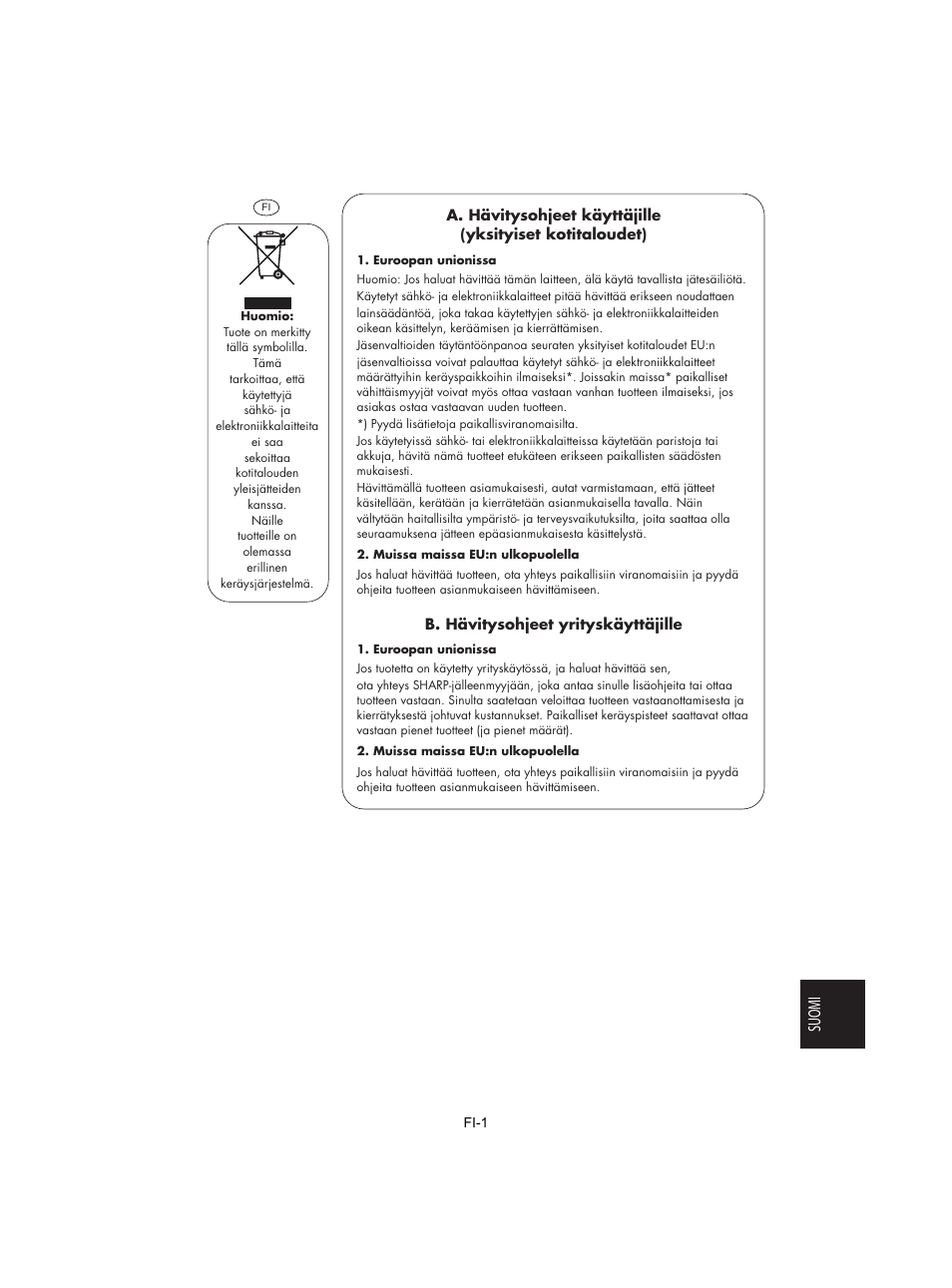 Suomi | Sharp R-842INE User Manual | Page 255 / 312