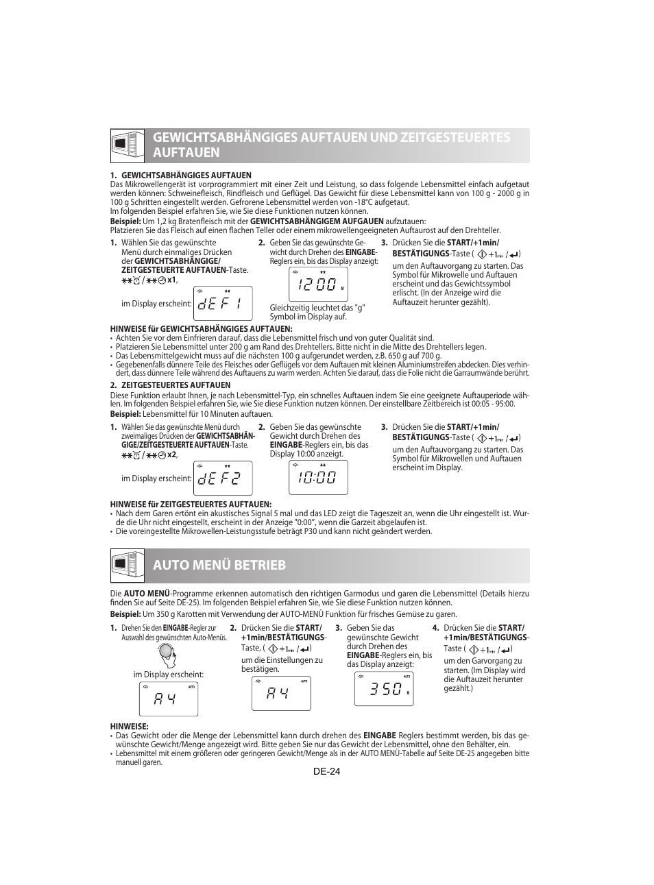 Auto menü betrieb | Sharp R-842INE User Manual | Page 26 / 312