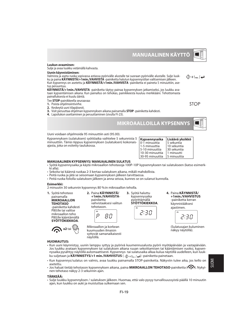 Mikroaalloilla kypsennys manuaalinen käyttö | Sharp R-842INE User Manual | Page 273 / 312