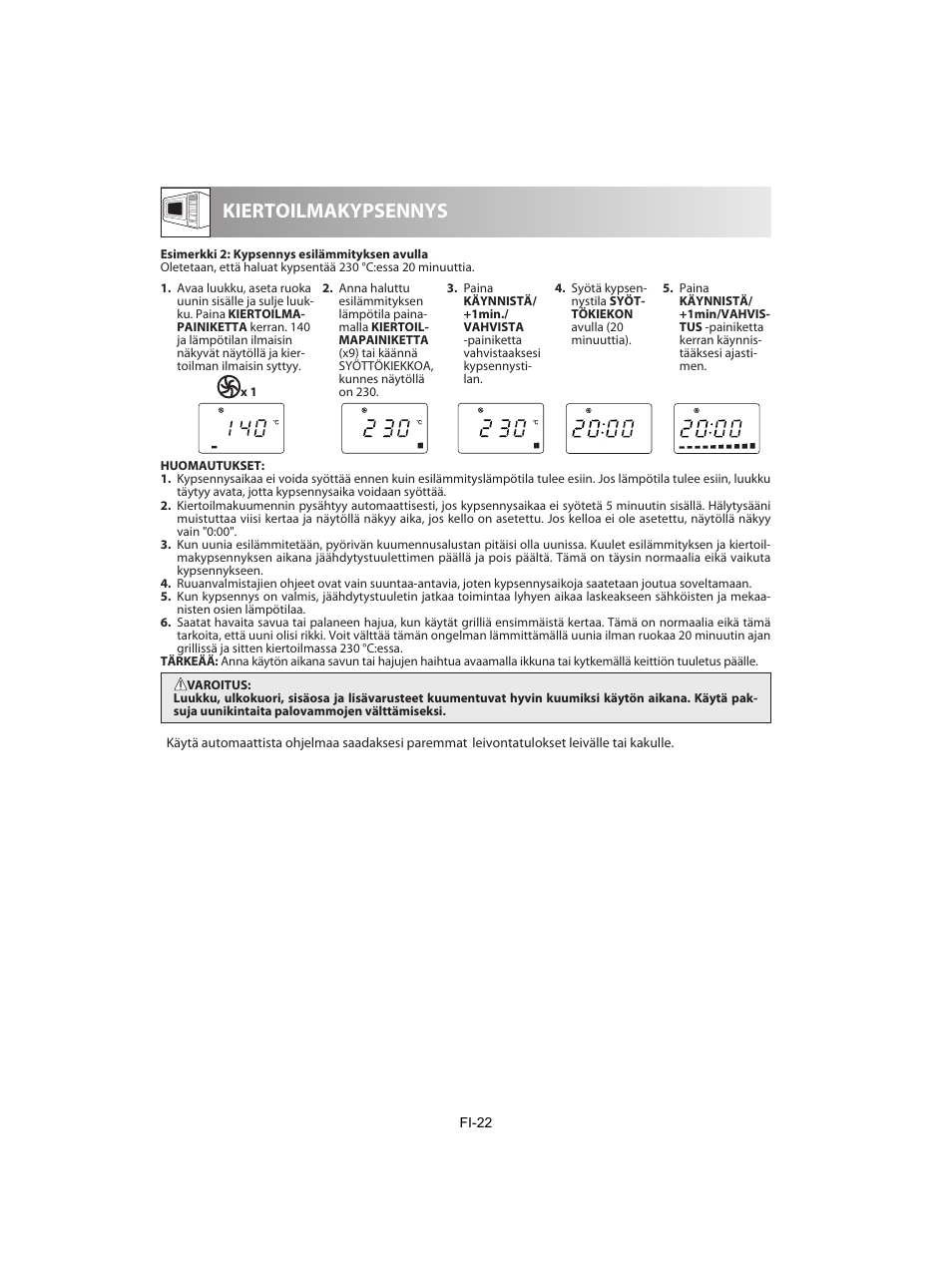 Kiertoilmakypsennys | Sharp R-842INE User Manual | Page 276 / 312