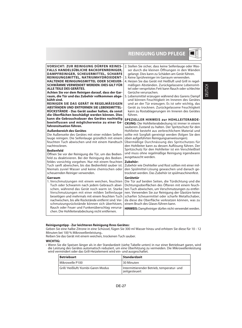 Reinigung und pflege | Sharp R-842INE User Manual | Page 29 / 312