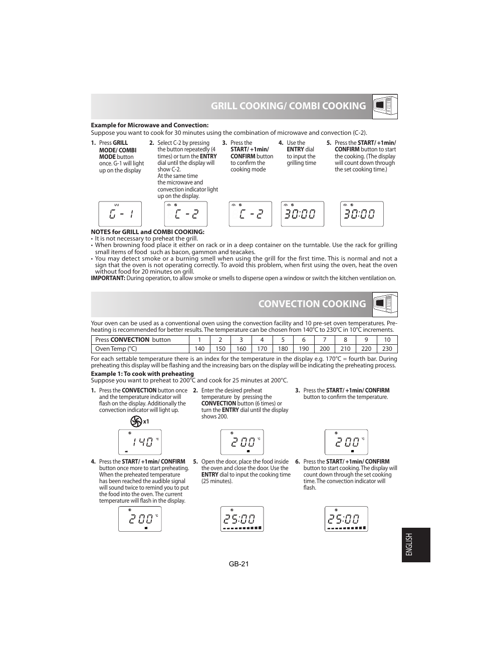 Grill cooking/ combi cooking, Convection cooking, English | Sharp R-842INE User Manual | Page 303 / 312