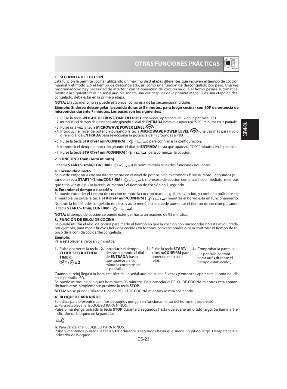 Otras funciones prácticas, Esp añol | Sharp R-842INE User Manual | Page 53 / 312