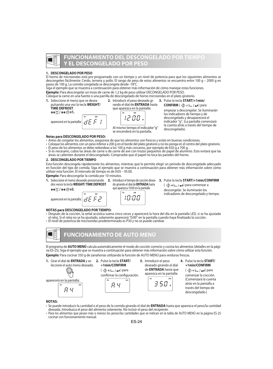 Funcionamiento de auto menú | Sharp R-842INE User Manual | Page 54 / 312