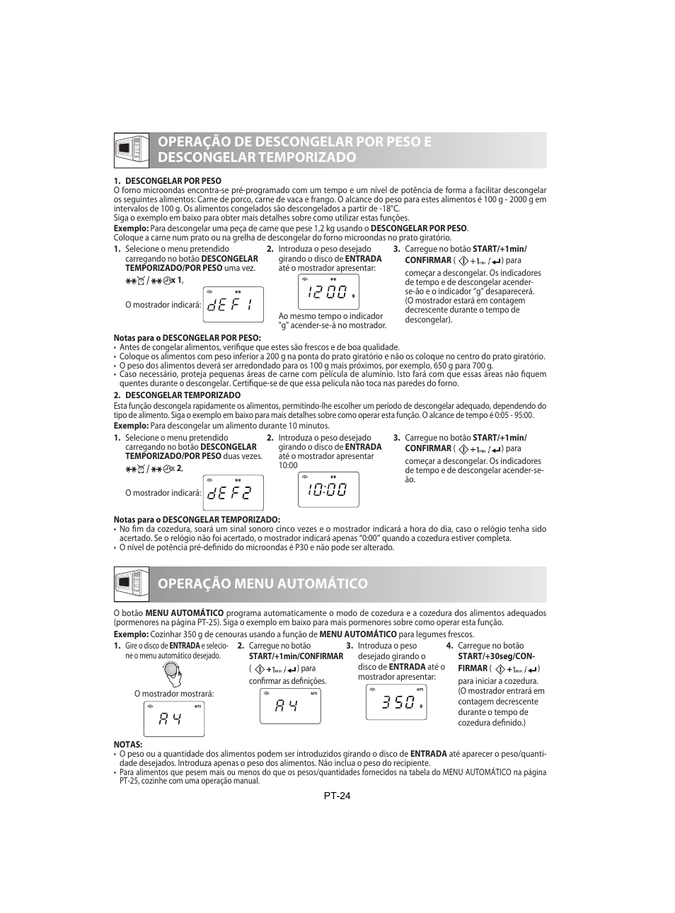 Operação menu automático | Sharp R-842INE User Manual | Page 82 / 312