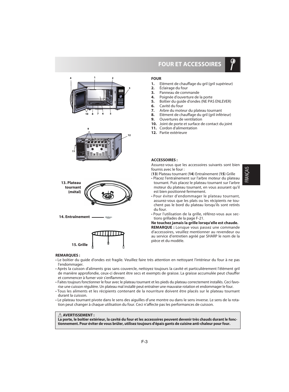 Four et accessoires, Français | Sharp R-842INE User Manual | Page 89 / 312