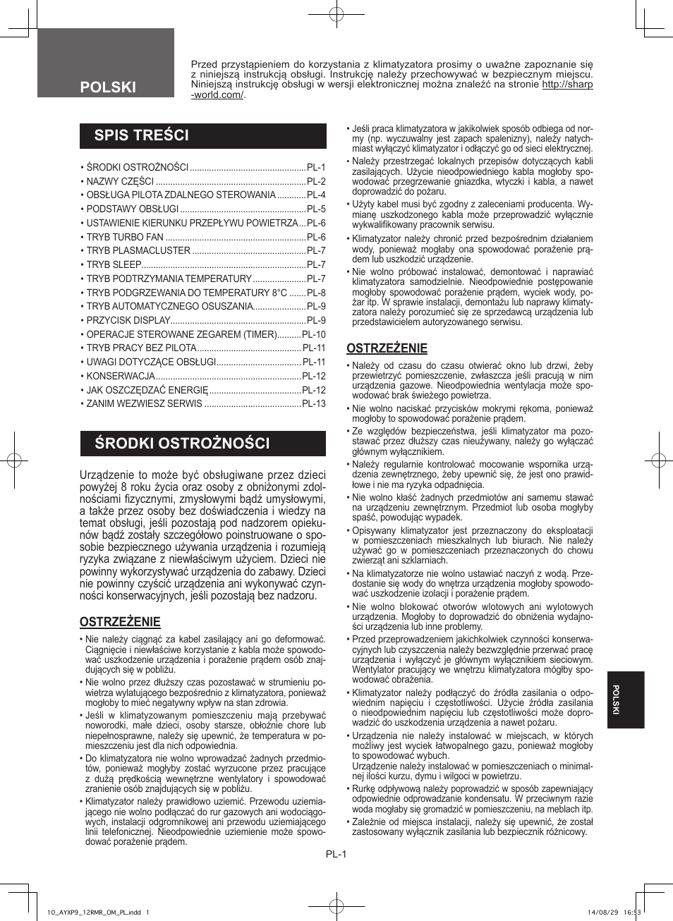 Sharp AY-XP9RMR-AE-X9RMR User Manual | Page 129 / 144