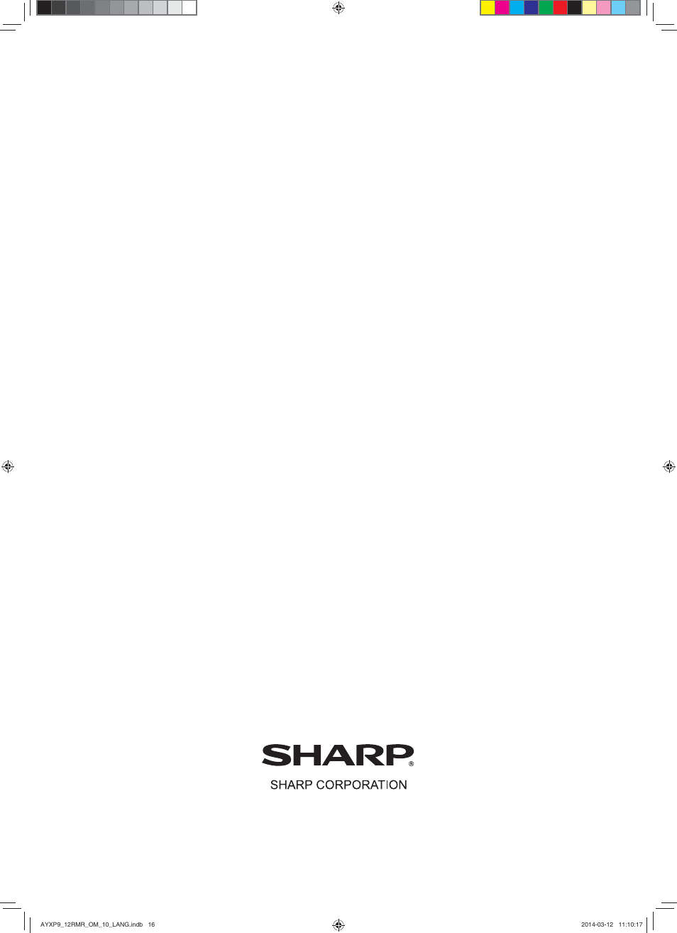 Sharp AY-XP9RMR-AE-X9RMR User Manual | Page 144 / 144