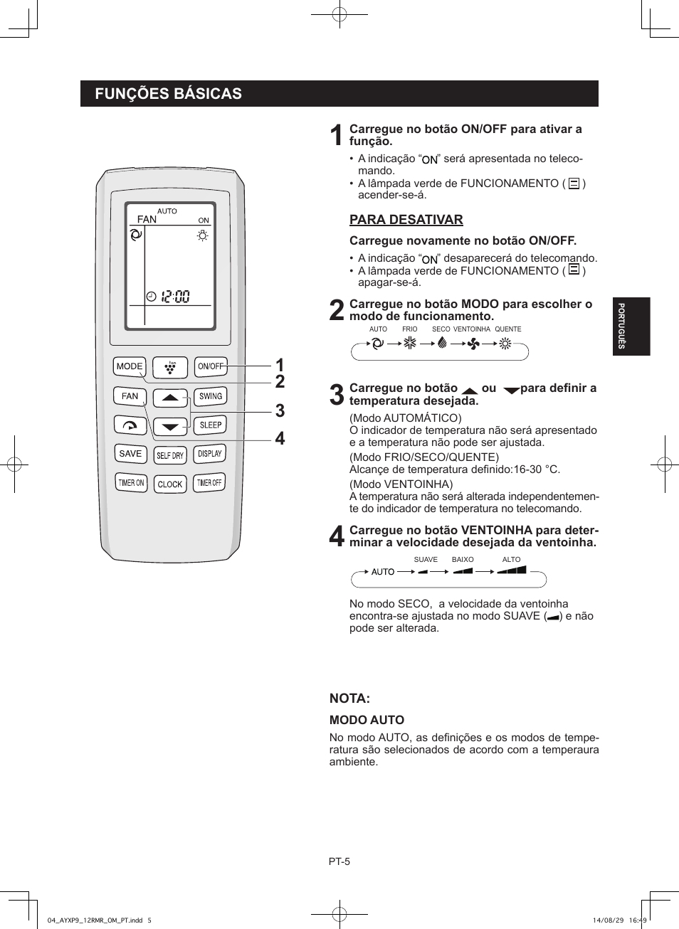 Funções básicas | Sharp AY-XP9RMR-AE-X9RMR User Manual | Page 49 / 144