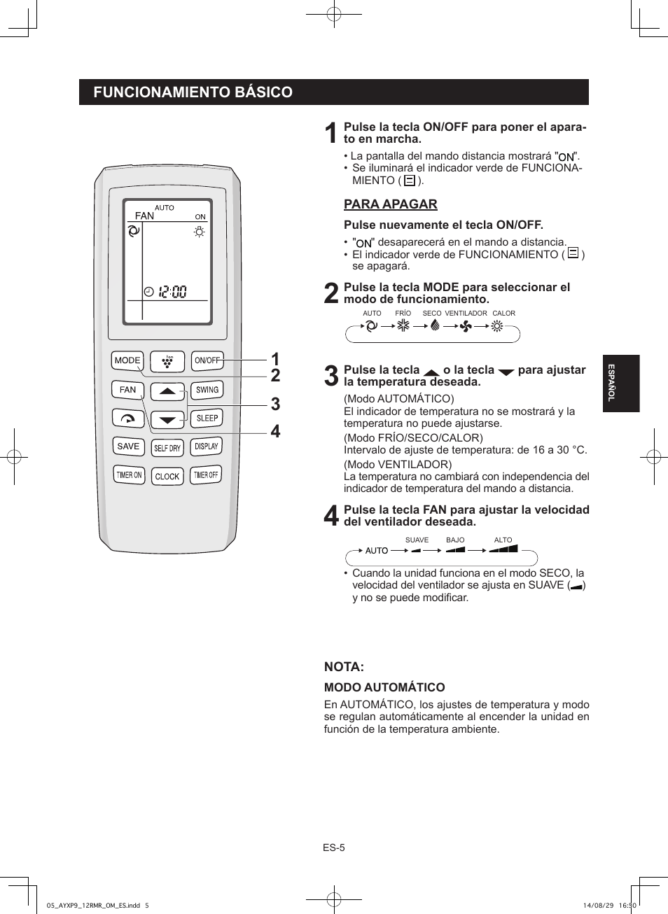 Funcionamiento básico | Sharp AY-XP9RMR-AE-X9RMR User Manual | Page 63 / 144