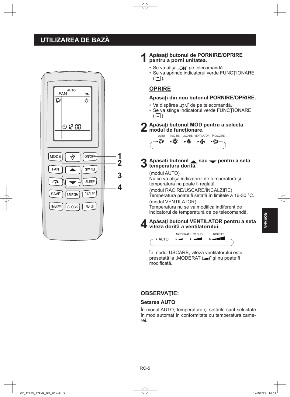 Utilizarea de bază | Sharp AY-XP9RMR-AE-X9RMR User Manual | Page 91 / 144