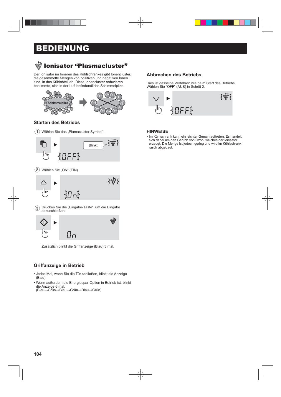 Bedienung, Ionisator “plasmacluster | Sharp SJ-FS820VSL User Manual | Page 104 / 308