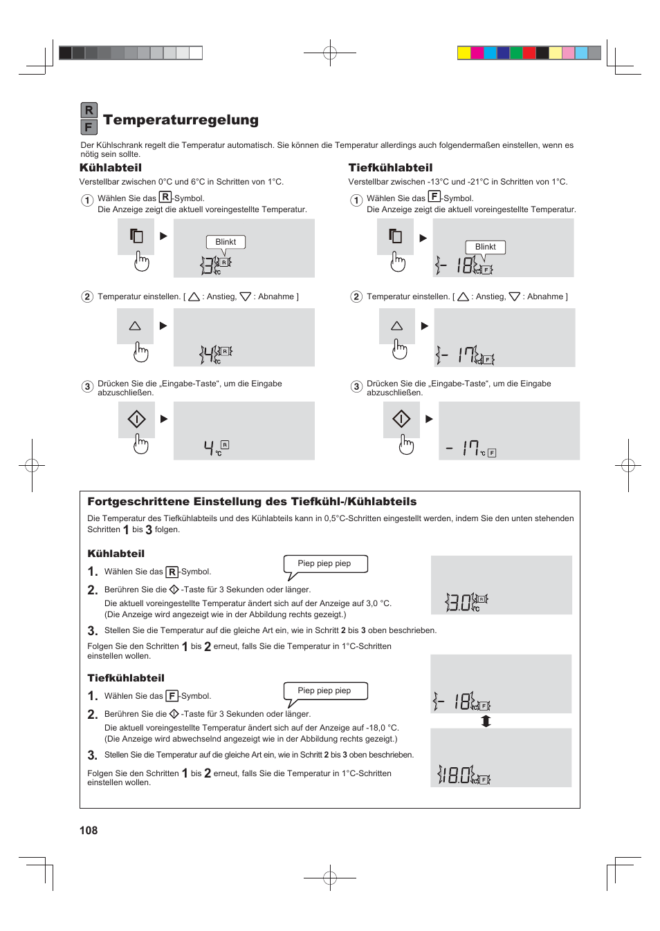 Temperaturregelung | Sharp SJ-FS820VSL User Manual | Page 108 / 308