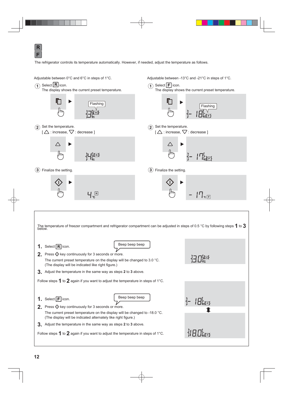 Controlling temperature | Sharp SJ-FS820VSL User Manual | Page 12 / 308