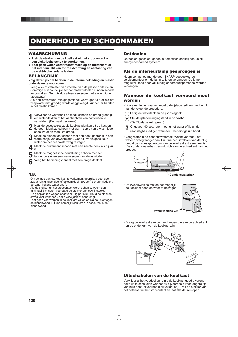 Onderhoud en schoonmaken | Sharp SJ-FS820VSL User Manual | Page 130 / 308