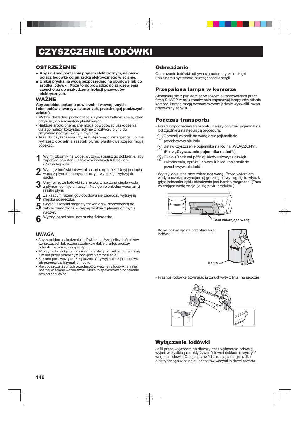 Czyszczenie lodówki | Sharp SJ-FS820VSL User Manual | Page 146 / 308